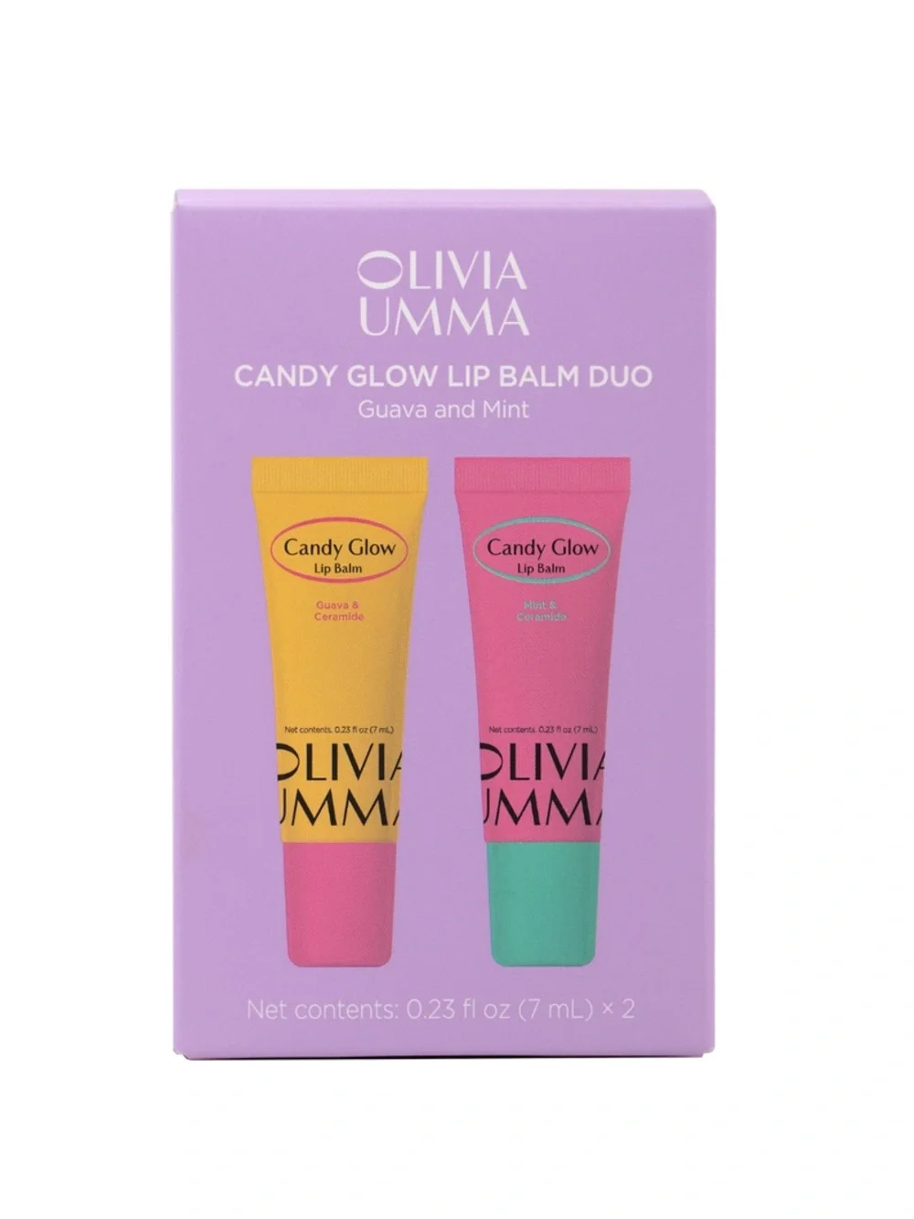 Olivia Umma Duo Candy Glow Lip Balm Mini Size in Guava and Mint NIB